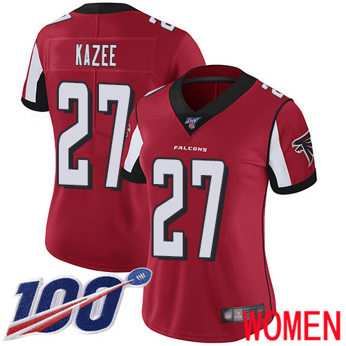 Atlanta Falcons Limited Red Women Damontae Kazee Home Jersey NFL Football #27 100th Season Vapor Untouchable